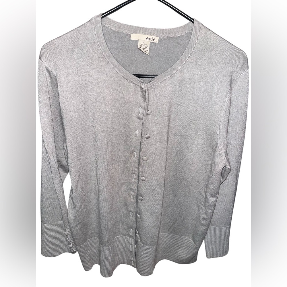 2/$20 🩷 Evie Women’s Long Sleeve Buttoned Sweater Cardigan SIZE LARGE GRAY